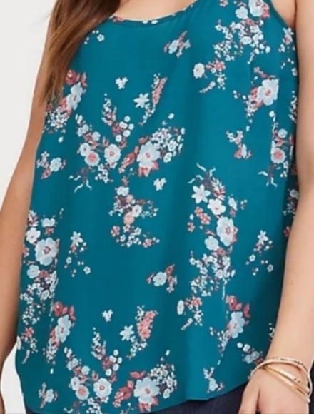 Torrid Teal Floral Tank- Size 2 - Picture 2 of 6